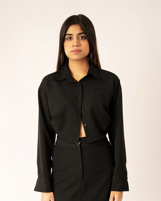 PITCH-DARK CROPPED SHIRT